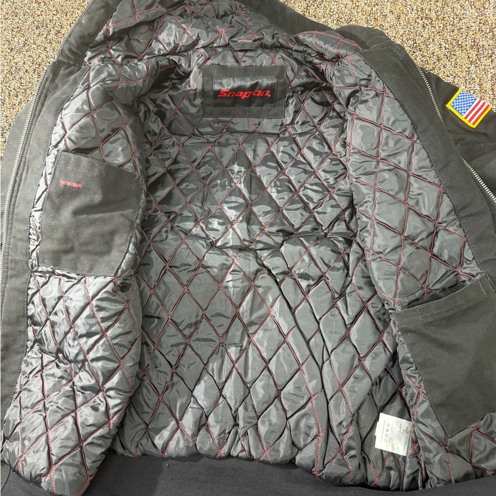 Snap-On Black Canvas Workwear Bomber with Red Lettering - Picture 13 of 16
